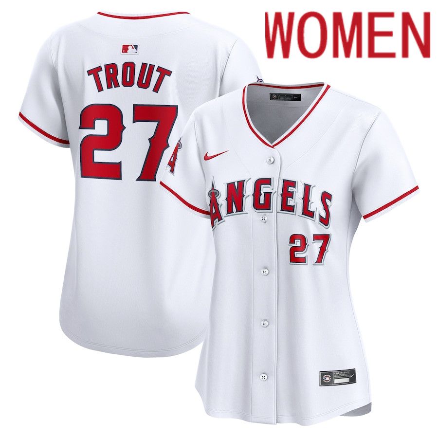 Women Los Angeles Angels #27 Mike Trout Nike White Home Limited Player MLB Jersey->->Women Jersey